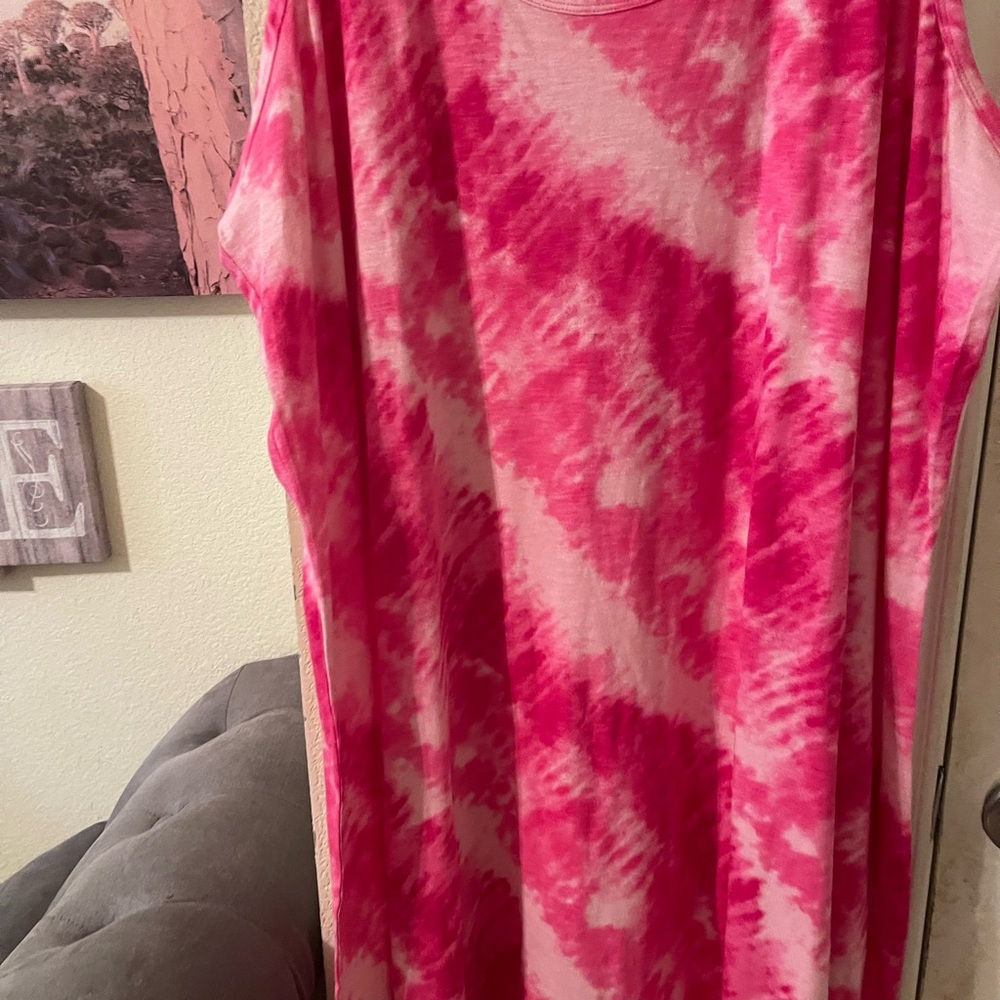 Plus Size Womens pink tie dye flowy tank dress size 3X NEW - Picture 5 of 10